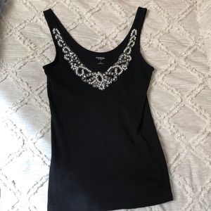 Embellished ribbed tank